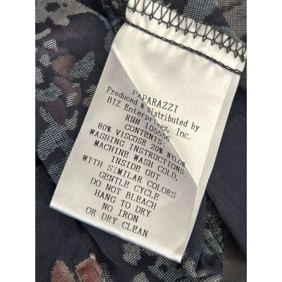 Paparazzi Floral Burn Out Velvet Blouse Button Down Boho Romantic Festival Sz L - Picture 6 of 6